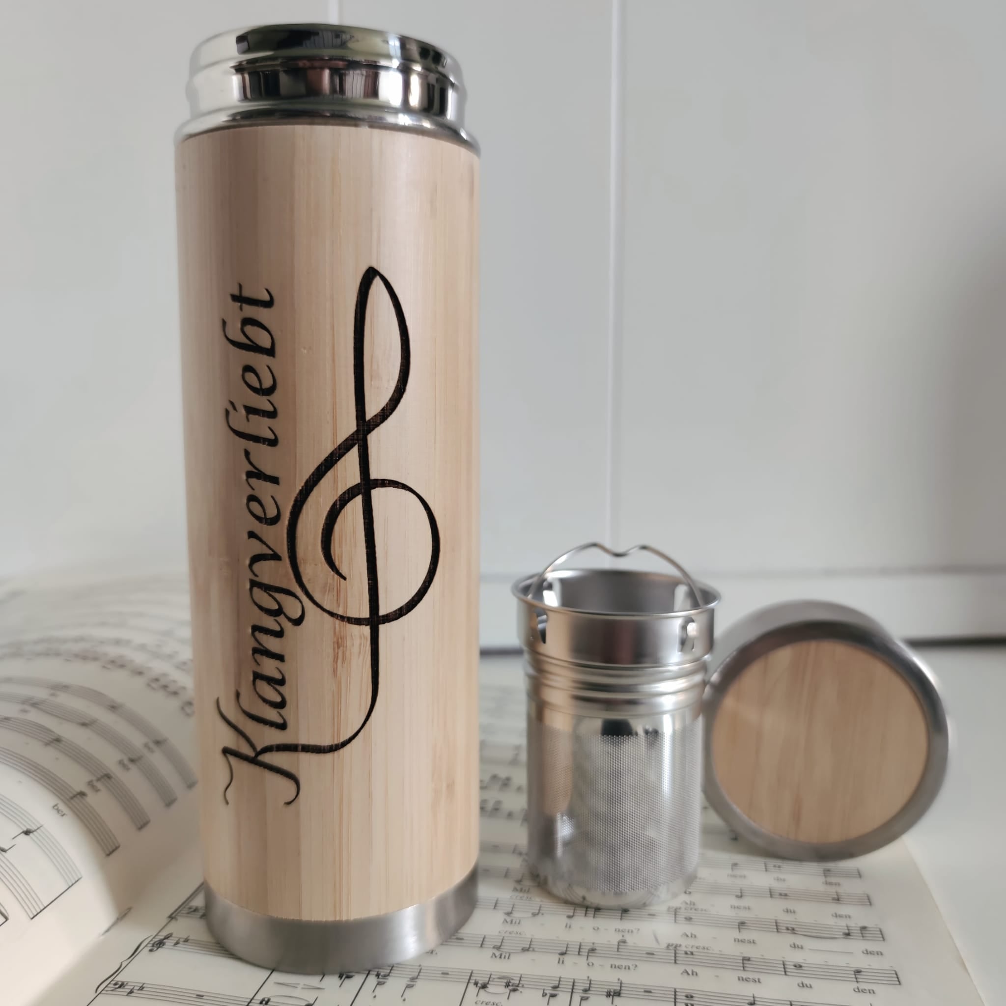 Musiker Bio-Bambus-Thermoskanne "Klangverliebt"