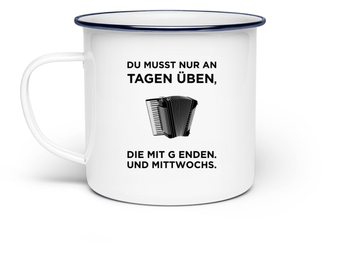 Akkordeon Emaille Tasse