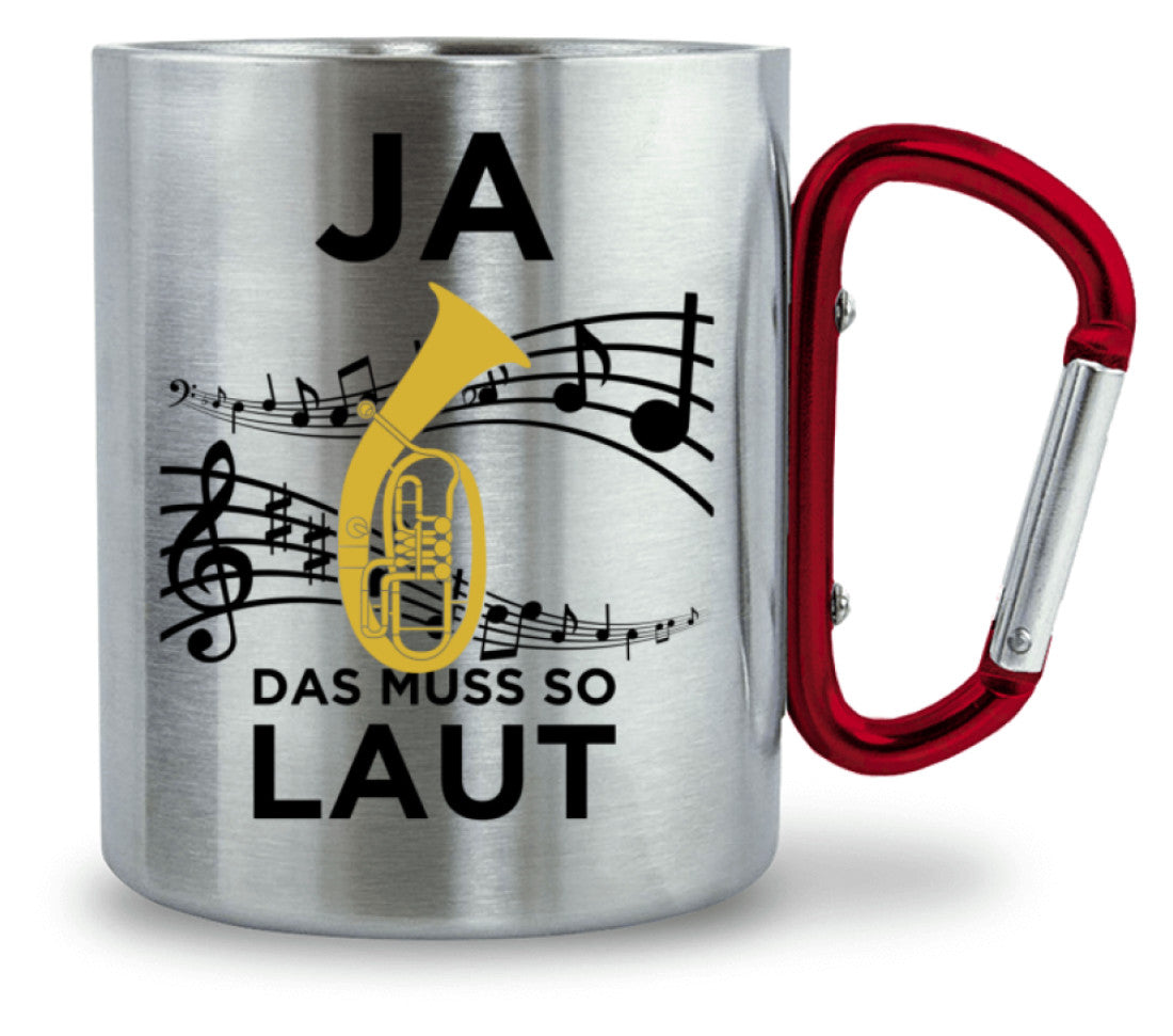 Edelstahl Tasse Tenorhorn mit Karabiner