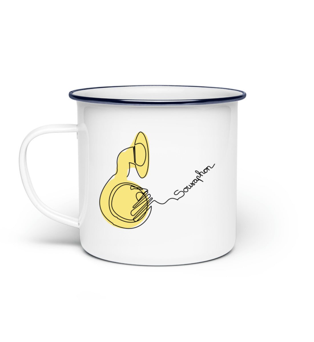 Sousaphon Emaille Tasse
