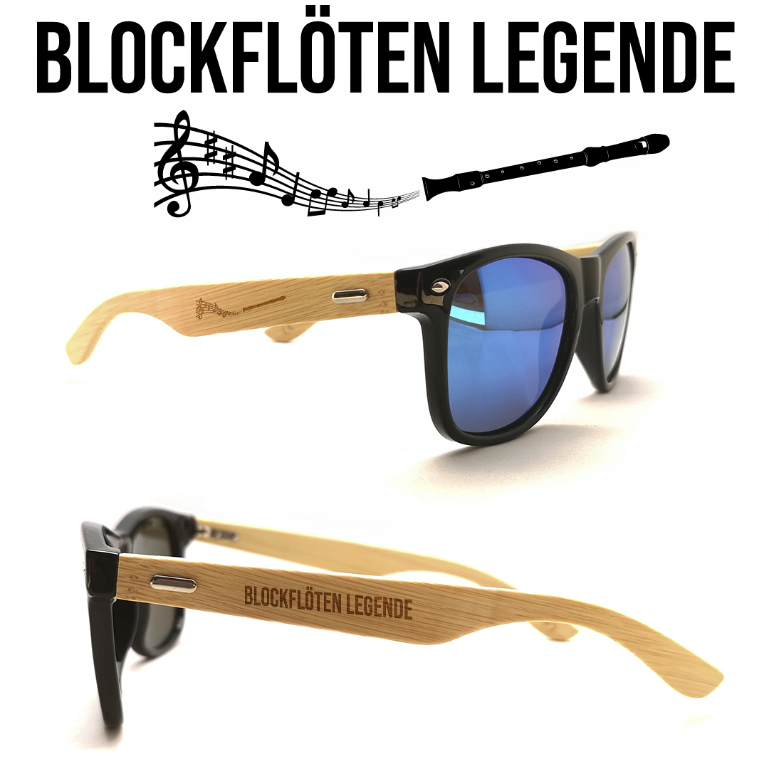 Sonnenbrille "Blockflöten Legende" mit Bambus-Bügeln