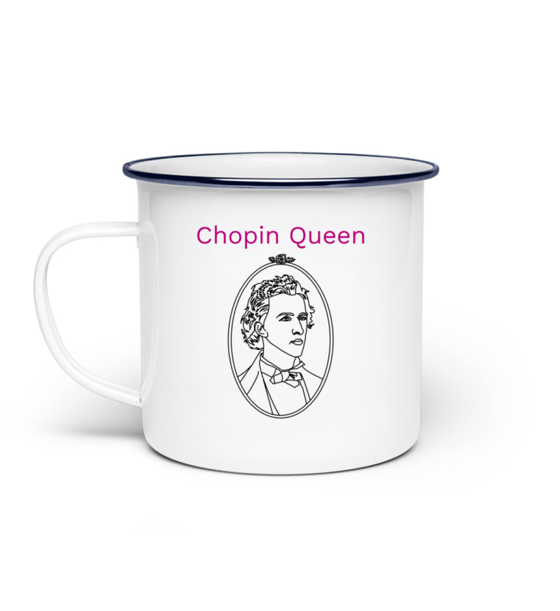 Lustige Musiker Emaille Tasse Chopin Queen