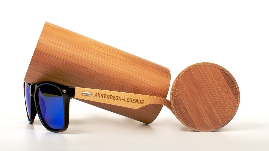 Musiker Sonnenbrille "Akkordeon Legende" mit Bambus-Bügeln