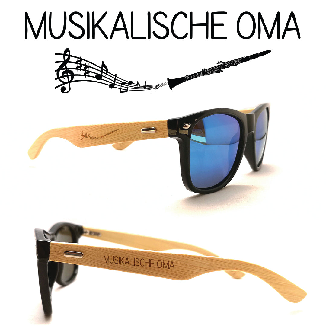 Klarinetten Sonnenbrille "Musikalische Oma" mit Bambus-Bügeln