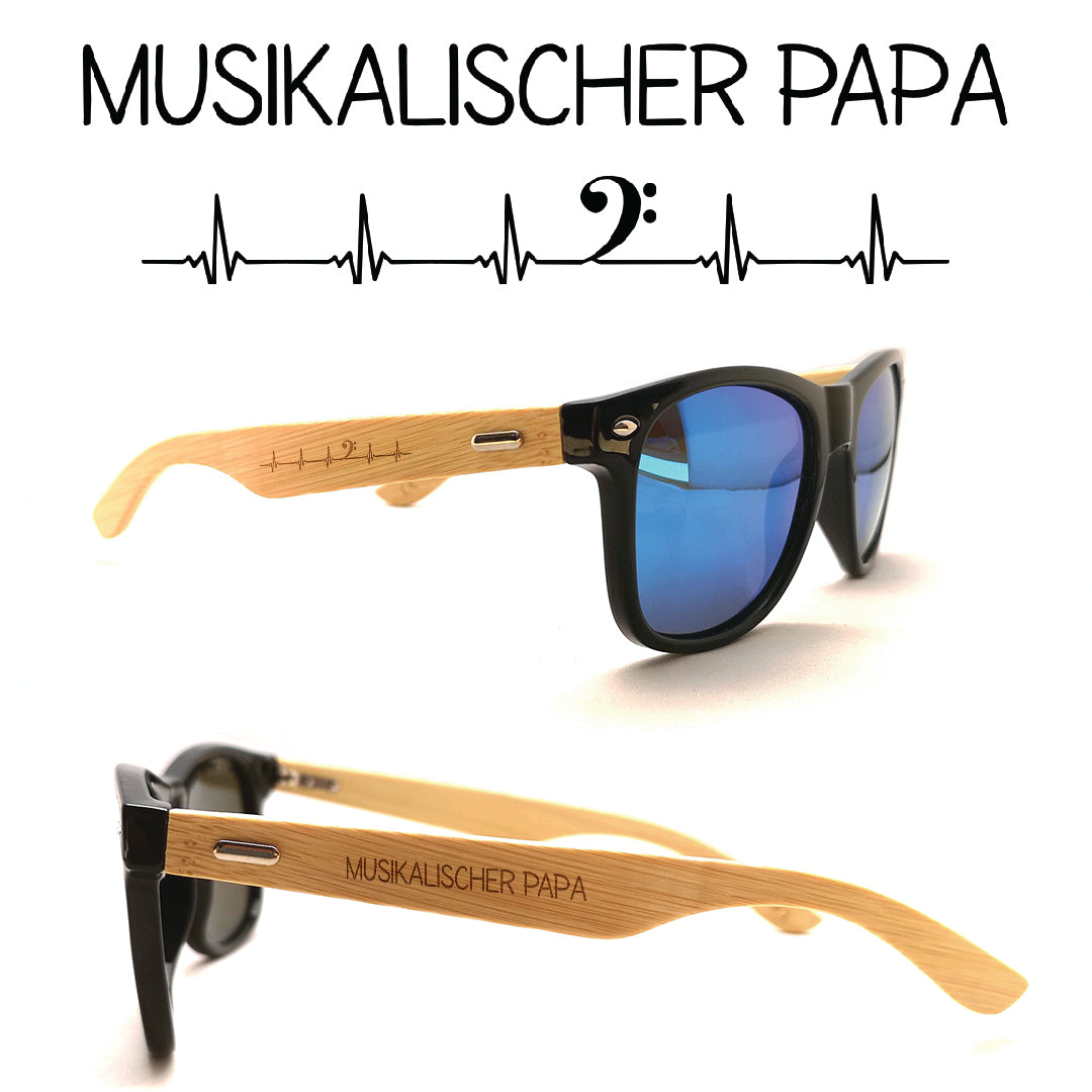 Sonnenbrille "Musikalischer Papa" mit Bambus-Bügeln