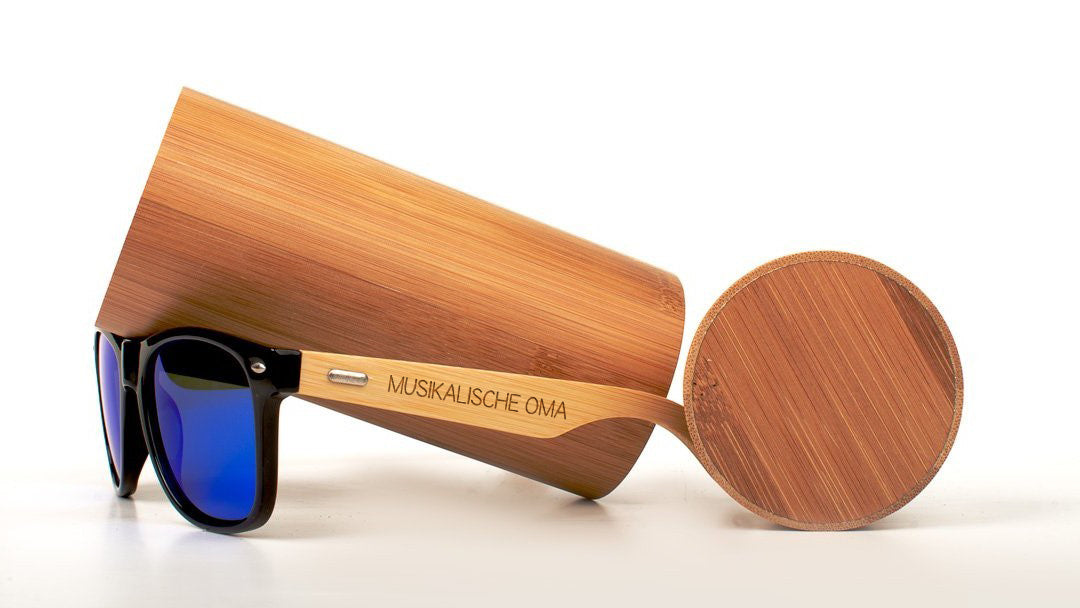 E-Bass Sonnenbrille "Musikalische Oma" mit Bambus-Bügeln