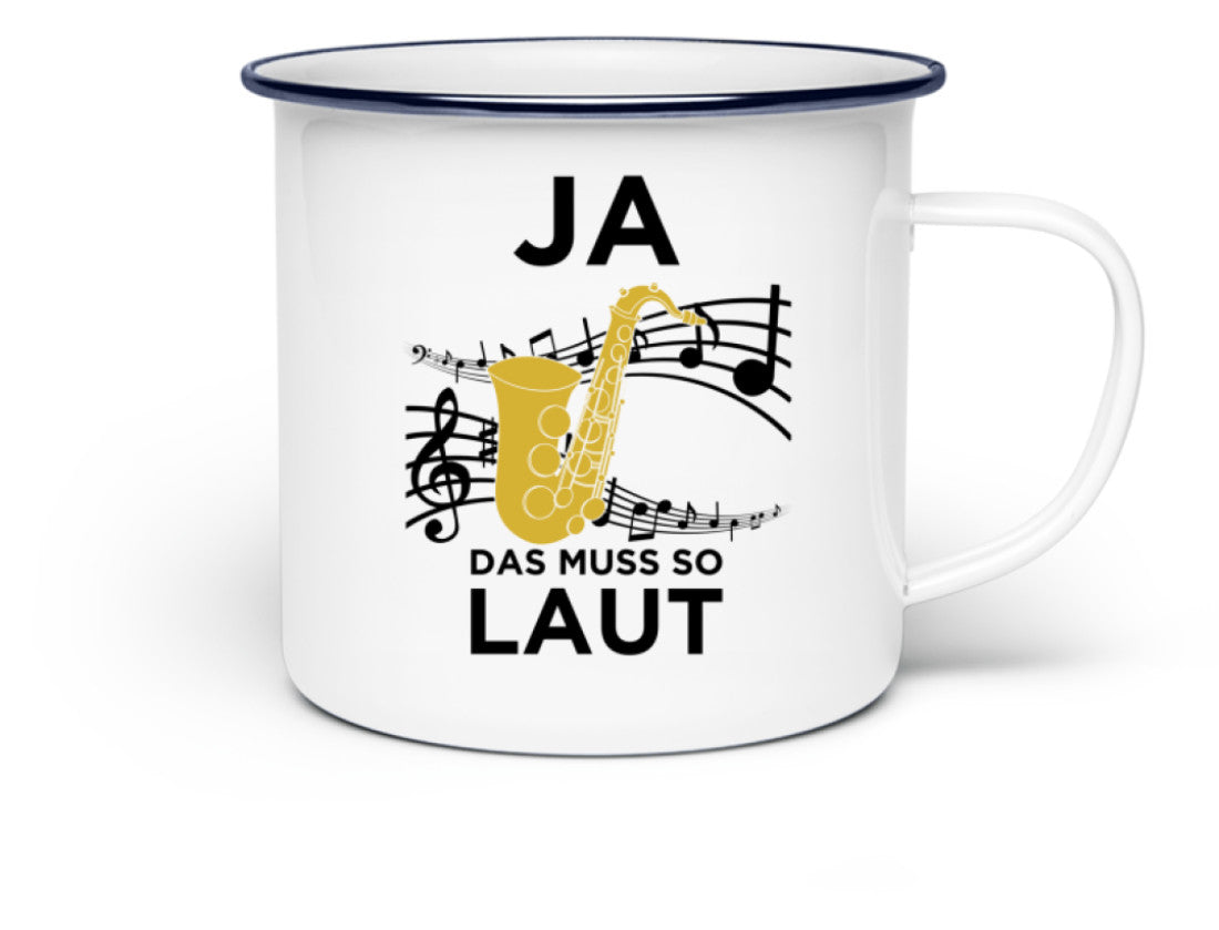 Saxophon Kaffeetasse Emaille