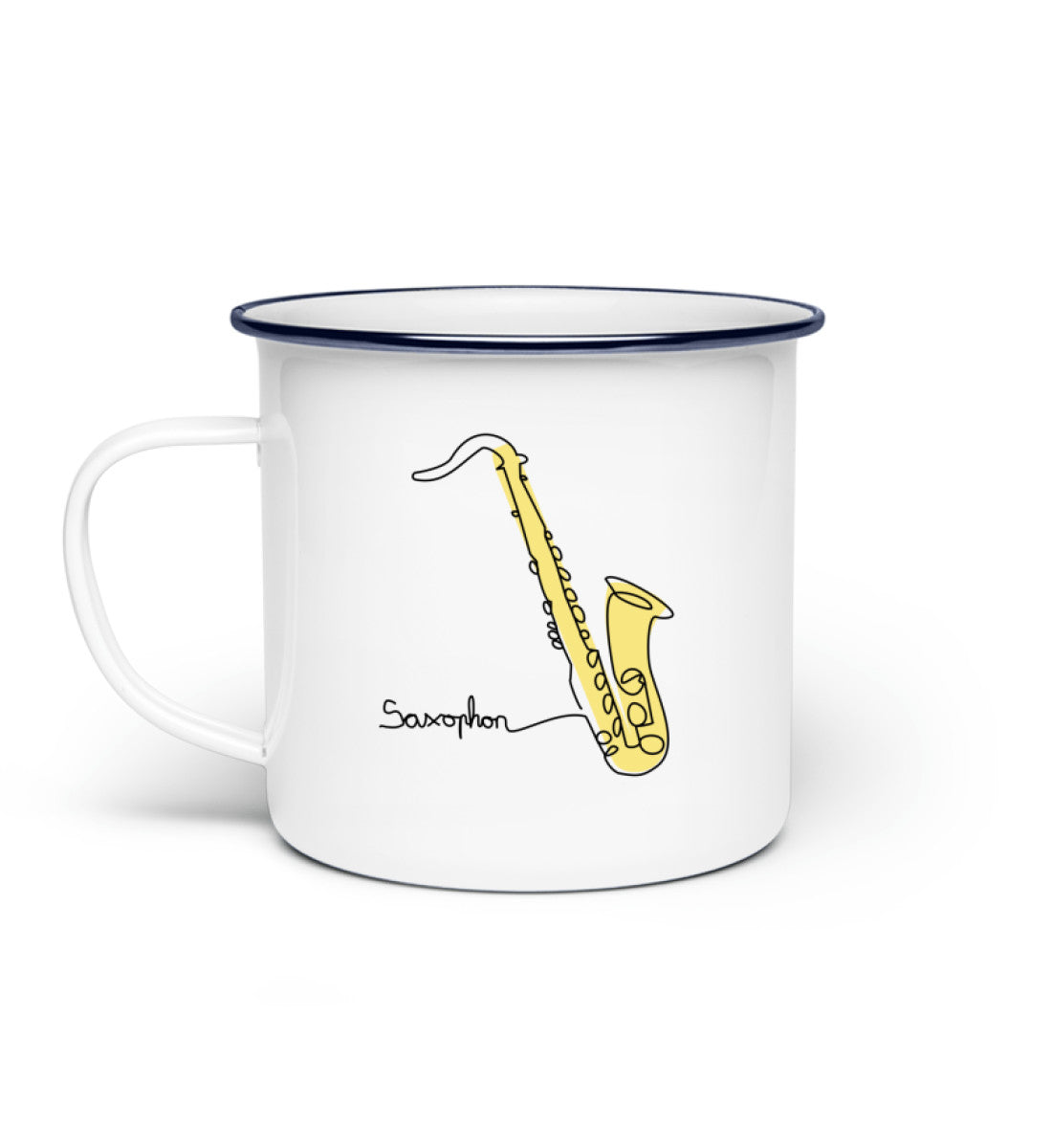 Saxophon Emaille Tasse